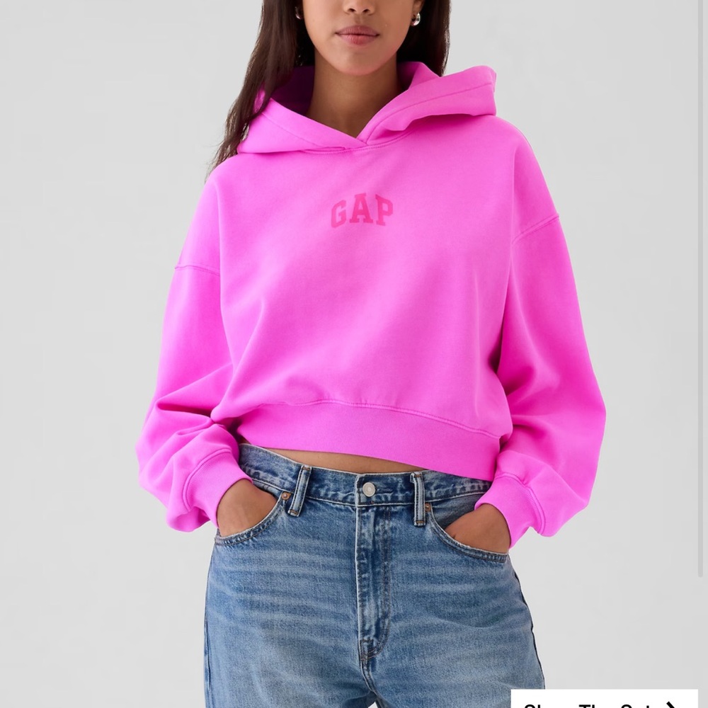 Neon pink gap VintageSoft Arch Logo Cropped Hoodie